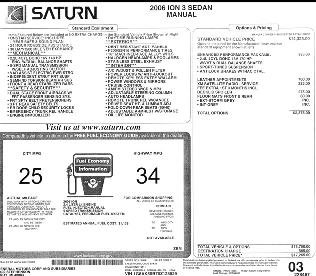 Saturn ION 3 Sedan