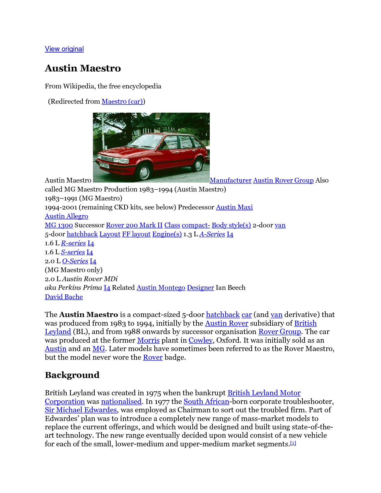Austin Montego 1.6 L