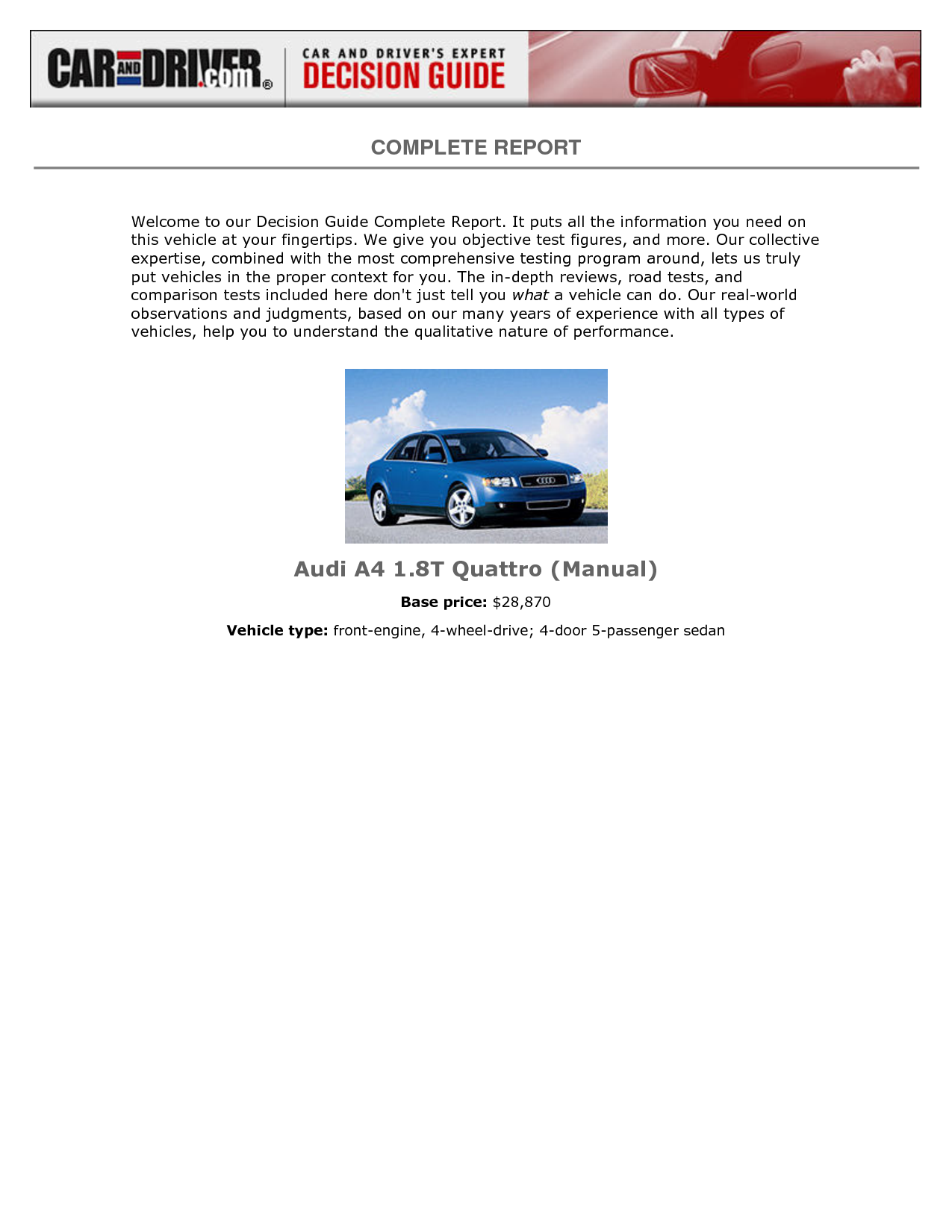 Audi A4 1.8 T 190hp quattro MT